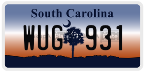 WUG931 license plate in South Carolina