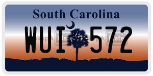 WUI572 license plate in South Carolina
