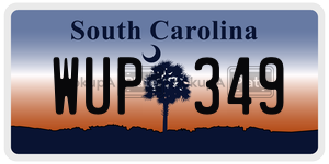 WUP349 license plate in South Carolina