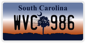 WVC986 license plate in South Carolina