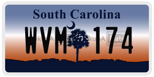 WVM174 license plate in South Carolina