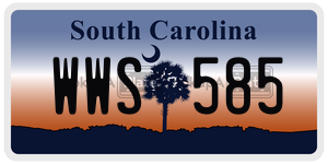 WWS585  license plate in SC
