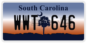 WWT646 license plate in South Carolina