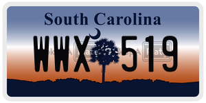 WWX519 license plate in South Carolina