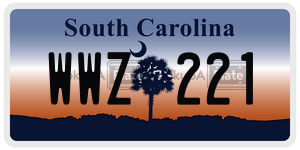 WWZ221 license plate in South Carolina