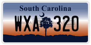 WXA320 license plate in South Carolina