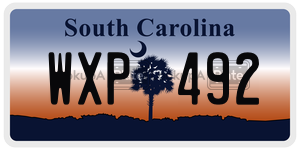 WXP492 license plate in South Carolina