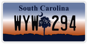 WYW294  license plate in SC