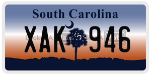 XAK946 license plate in South Carolina
