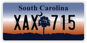 XAX715 license plate in South Carolina