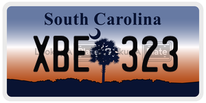 XBE323  license plate in SC