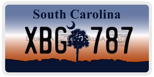 XBG787 license plate in South Carolina