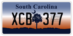 XCB377 license plate in South Carolina