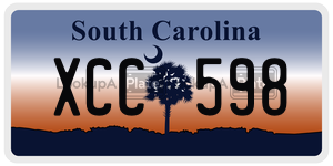 XCC598 license plate in South Carolina