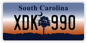 XDK990 license plate in South Carolina