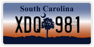 XDQ981 license plate in South Carolina