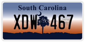XDW467 license plate in South Carolina