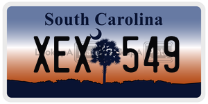 XEX549  license plate in SC