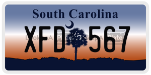 XFD567 license plate in South Carolina