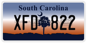 XFD822 license plate in South Carolina