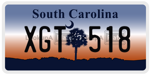 XGT518  license plate in SC