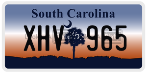 XHV965 license plate in South Carolina
