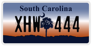 XHW444 license plate in South Carolina