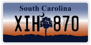XIH870 license plate in South Carolina