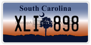 XLI898  license plate in SC