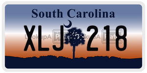 XLJ218 license plate in South Carolina