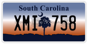 XMI758  license plate in SC