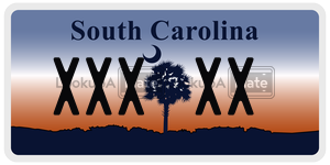 XXXXX license plate in South Carolina