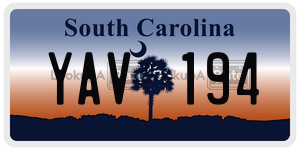 YAV194 license plate in South Carolina