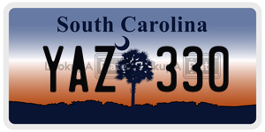 YAZ330  license plate in SC