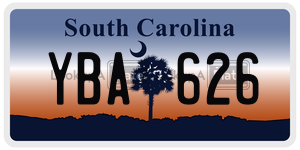 YBA626  license plate in SC