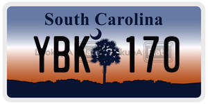 YBK170 license plate in South Carolina