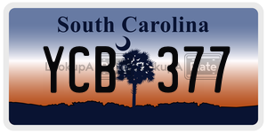 YCB377 license plate in South Carolina