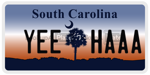 YEEHAAA license plate in South Carolina