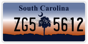 ZG55612  license plate in SC