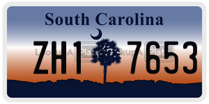 ZH17653  license plate in SC