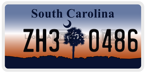 ZH30486 license plate in South Carolina