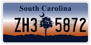 ZH35872 license plate in South Carolina