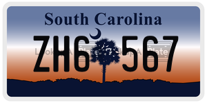 ZH6567 license plate in South Carolina