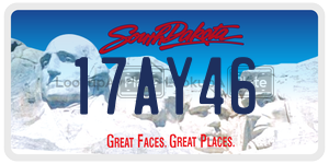 17AY46 license plate in South Dakota