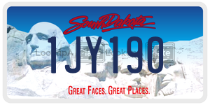 1JY190 license plate in South Dakota