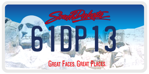 61DP13 license plate in South Dakota