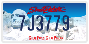 7J3779 license plate in South Dakota