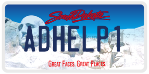 ADHELP1 license plate in South Dakota