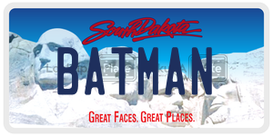 BATMAN  license plate in SD