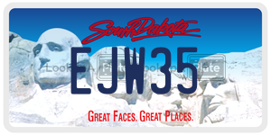 EJW35 license plate in South Dakota
